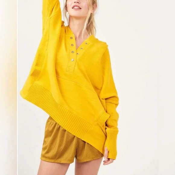 NWT Free People FP Movement Honey Dove Swaying Sunflowers Yellow Pullover Hoodie - Picture 8 of 13